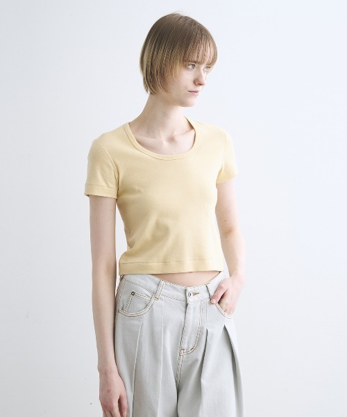 three dots（スリー ドッツ） tシャツ 半袖 クロップド ジェシカ