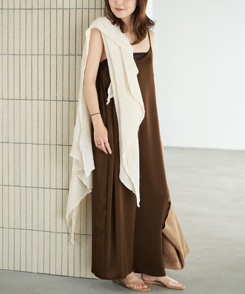 オールインワン dull satin パンツドレス レディースの画像