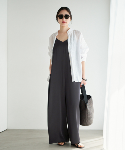 オールインワン dull satin パンツドレス レディースの画像
