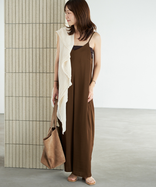 オールインワン dull satin パンツドレス レディースの画像