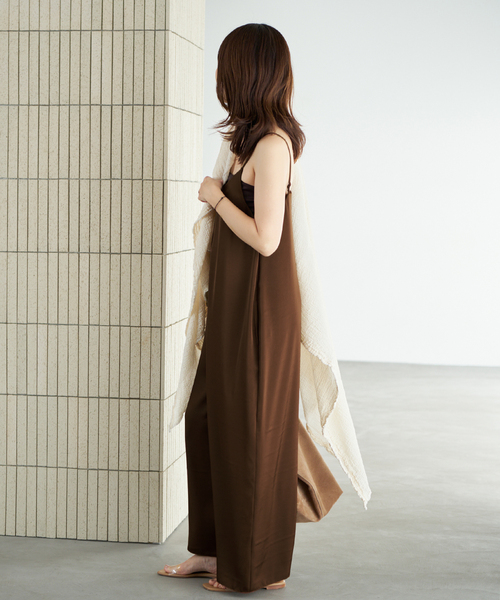 オールインワン dull satin パンツドレス レディースの画像