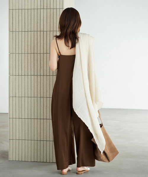 オールインワン dull satin パンツドレス レディースの画像