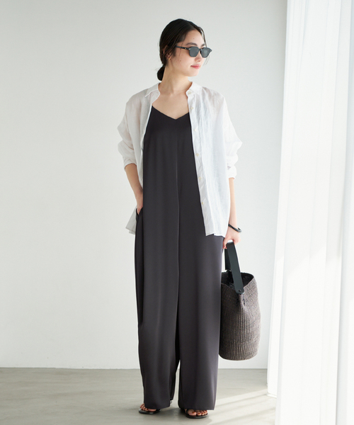 オールインワン dull satin パンツドレス レディースの画像