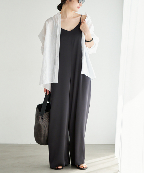 オールインワン dull satin パンツドレス レディースの画像