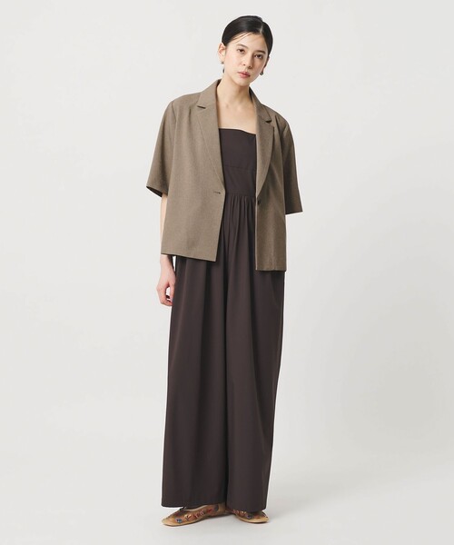 ジャケット テーラードジャケット 「WEB限定 Wardrobe DAILY MINIMAL」メランジ ハーフスリーブジャケット ウォッシャブルの画像