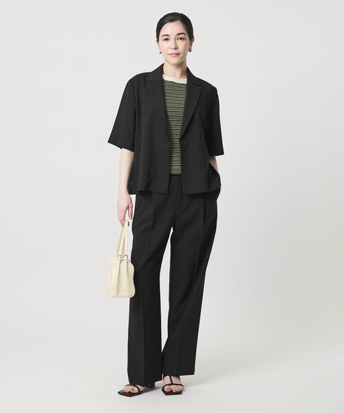 ジャケット テーラードジャケット 「WEB限定 Wardrobe DAILY MINIMAL」メランジ ハーフスリーブジャケット ウォッシャブルの画像