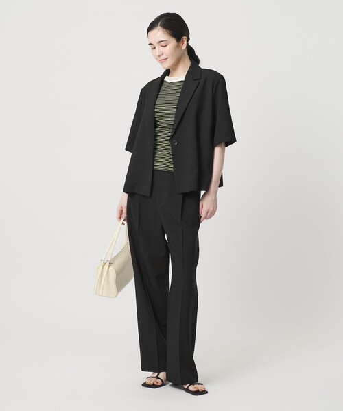 ジャケット テーラードジャケット 「WEB限定 Wardrobe DAILY MINIMAL」メランジ ハーフスリーブジャケット ウォッシャブルの画像