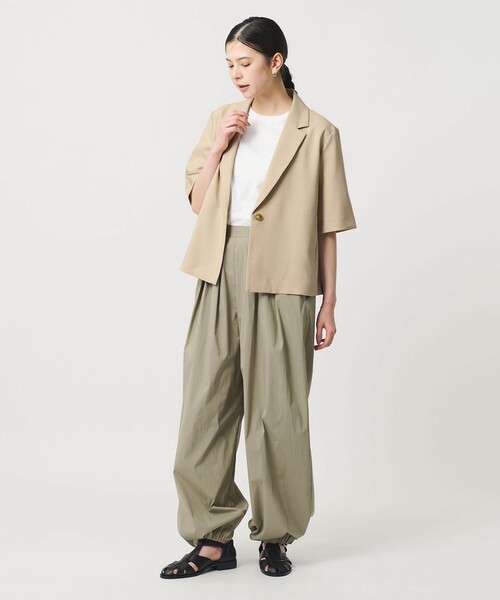 ジャケット テーラードジャケット 「WEB限定 Wardrobe DAILY MINIMAL」メランジ ハーフスリーブジャケット ウォッシャブルの画像