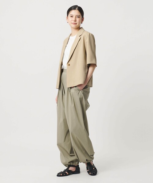 ジャケット テーラードジャケット 「WEB限定 Wardrobe DAILY MINIMAL」メランジ ハーフスリーブジャケット ウォッシャブルの画像