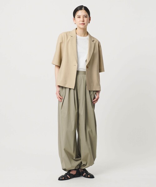 ジャケット テーラードジャケット 「WEB限定 Wardrobe DAILY MINIMAL」メランジ ハーフスリーブジャケット ウォッシャブルの画像