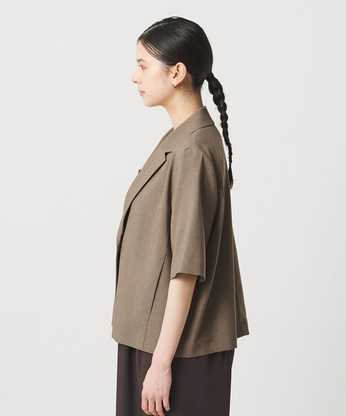 ジャケット テーラードジャケット 「WEB限定 Wardrobe DAILY MINIMAL」メランジ ハーフスリーブジャケット ウォッシャブルの画像