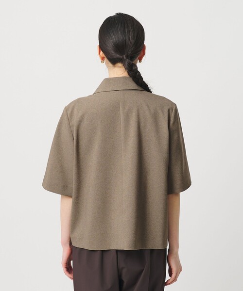 ジャケット テーラードジャケット 「WEB限定 Wardrobe DAILY MINIMAL」メランジ ハーフスリーブジャケット ウォッシャブルの画像