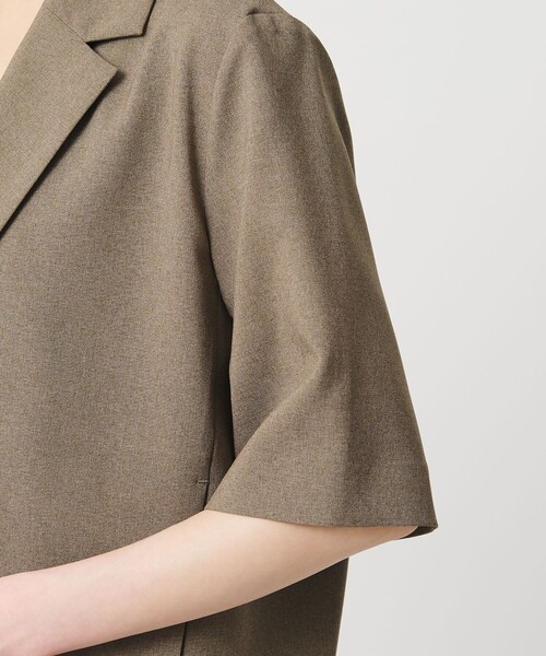 ジャケット テーラードジャケット 「WEB限定 Wardrobe DAILY MINIMAL」メランジ ハーフスリーブジャケット ウォッシャブルの画像