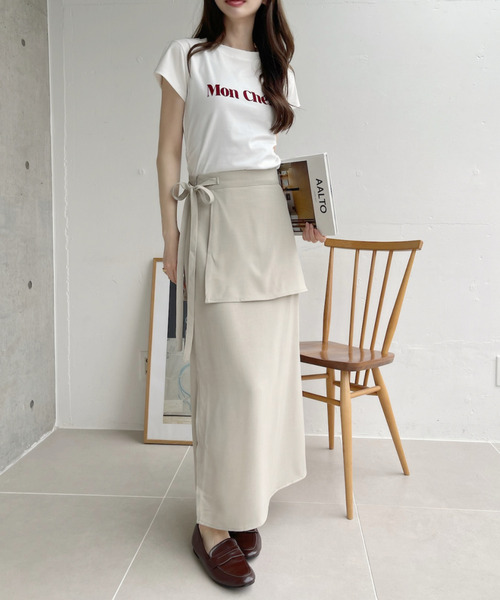 Ada. ロング スカート ウエストリボン付き レイヤード ラップ ロング