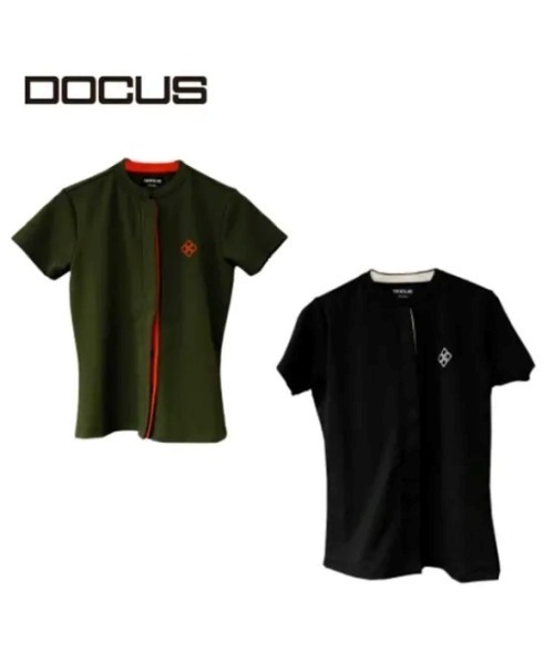 ゴルフ 「DOCUS」（ドゥーカス）レディース フロントアクセントカラー スタンドカラーシャツ｜比翼仕立て レディース_3