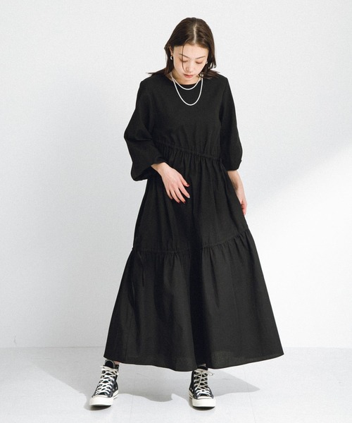 「URBAN RESEARCH Sonny Label」 長袖ワンピース FREE ブラック レディース_画像8