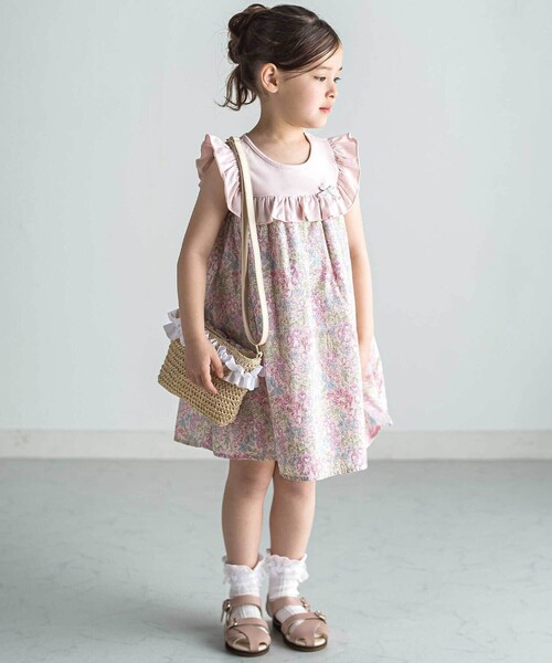 ショルダー ショルダーバッグ 「お揃い」麦わら見えフリルデザイン ペーパーショルダーバッグ キッズ 子供 女の子の画像