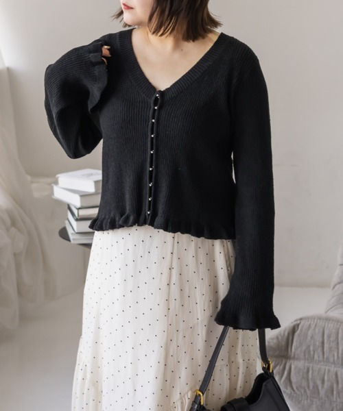 「CLETTE」 ニットカーディガン 4L ブラック レディース_画像2