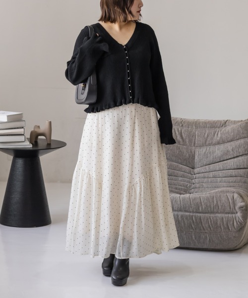 「CLETTE」 ニットカーディガン 4L ブラック レディース_画像4