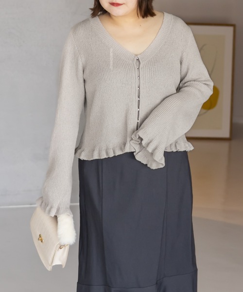「CLETTE」 ニットカーディガン 4L ブラック レディース_画像6