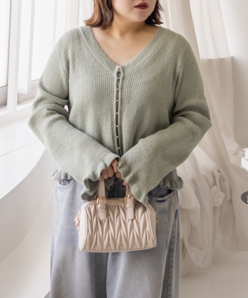 「CLETTE」 ニットカーディガン 4L ブラック レディース_画像9