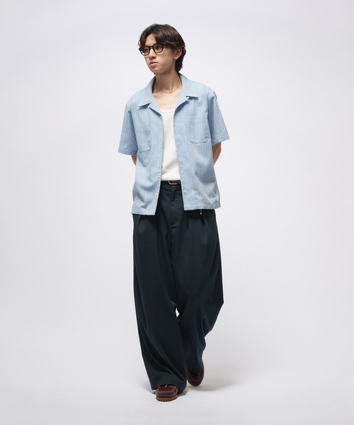 「Adoon plain」 半袖シャツ MEDIUM ライトブルー メンズ_画像4
