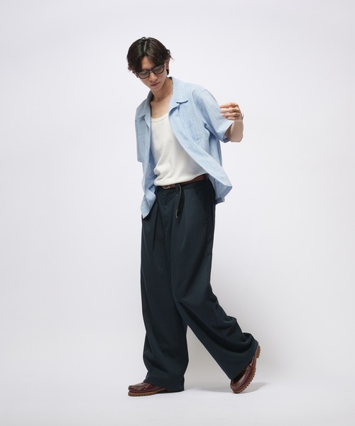 「Adoon plain」 半袖シャツ MEDIUM ライトブルー メンズ_画像7