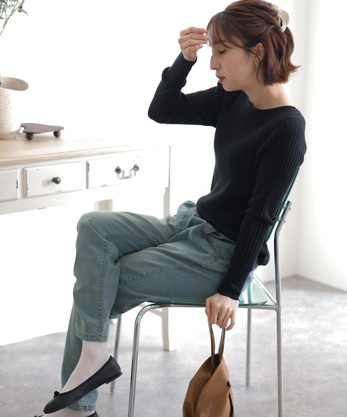 「ElegChic」 デニムパンツ M ネイビー レディース_画像5