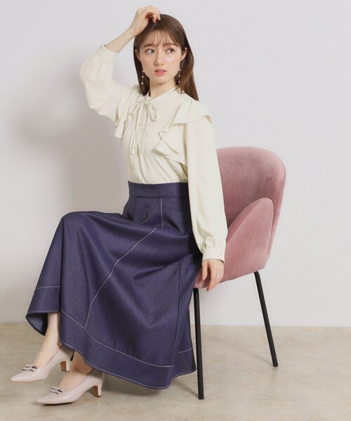 「couture brooch」 長袖ブラウス 40 ネイビー レディース_画像4