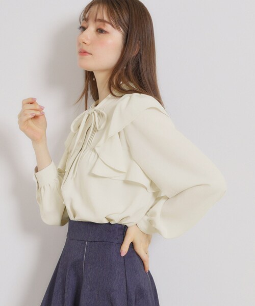 「couture brooch」 長袖ブラウス 40 ネイビー レディース_画像6