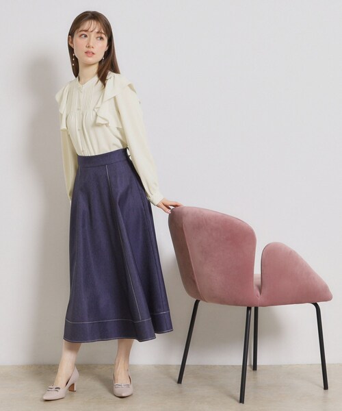 「couture brooch」 長袖ブラウス 40 ネイビー レディース_画像9