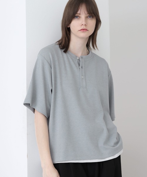 SOCCE ヘンリーネック tシャツ ドレープリブヘンリーネックハーフ