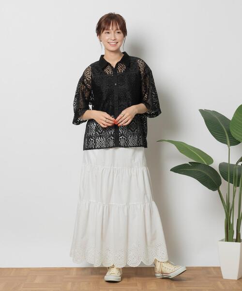 「HONEYSUCKLE ROSE」 半袖シャツ M オフホワイト レディース_画像4