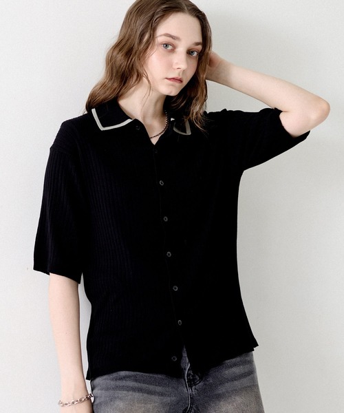 「LILL」 ニットカーディガン X-LARGE ブルー メンズ_画像2