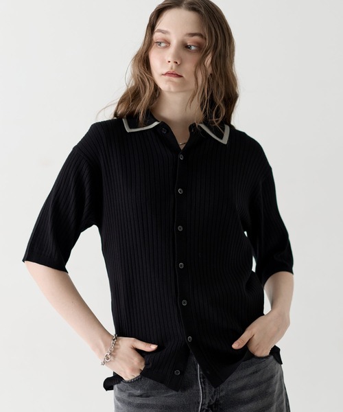 「LILL」 ニットカーディガン X-LARGE ブルー メンズ_画像4