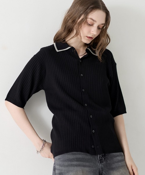 「LILL」 ニットカーディガン X-LARGE ブルー メンズ_画像6