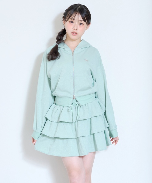 LOVETOXIC ワンピース 「LTXC」ラメキラダブルジップパーカ ティアード