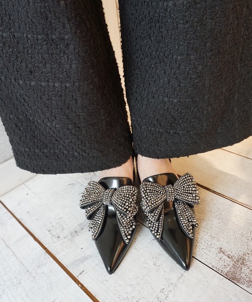 Jeffrey Campbell パンプス ビッグリボンラインストーンヒール