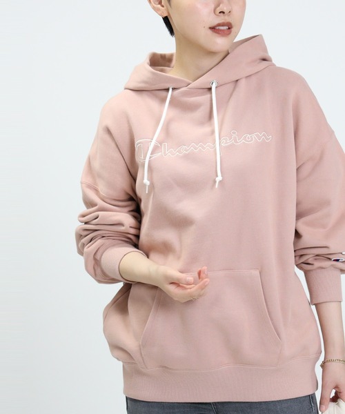 【新品】champion刺繍ロゴスウェットパーカー Champion」刺繍ロゴ プリント スウェットパーカー - 古着屋