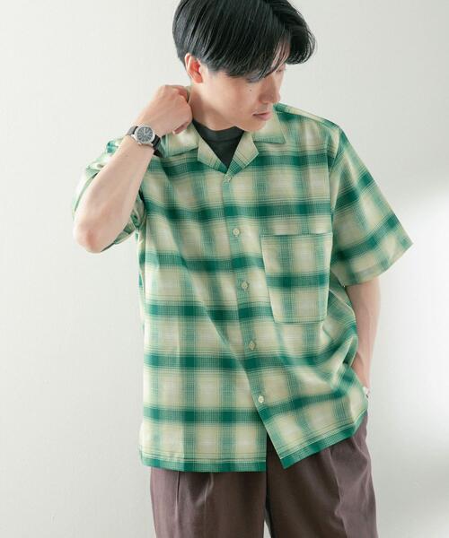 l*a様 緑と白のチェック柄 半袖シャツ ITEMS URBANRESEARCH（アイテムズ アーバンリサーチ） シャツ ライト