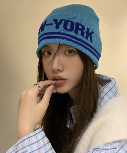 ニット帽 ニットキャップ NEW YORKロゴジャガードニットキャップ