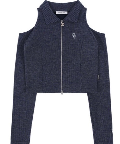 ニット セーター 「FANCY CLUB」SHOULDER CUT-OUT ZIP UP レディース FANCY CLUB ニット セーター 「FANCY CLUB」SHOULDER CUT-OUT