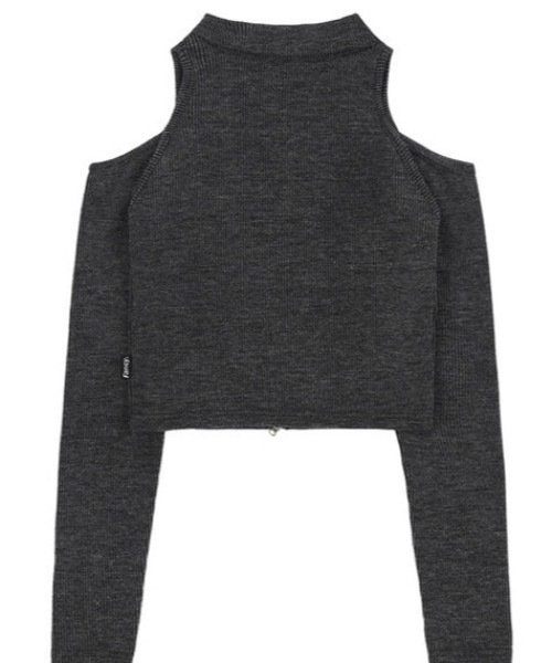 ニット セーター 「FANCY CLUB」SHOULDER CUT-OUT ZIP UP レディース FANCY CLUB ニット セーター 「FANCY CLUB」SHOULDER CUT-OUT