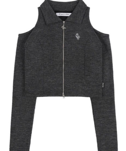 ニット セーター 「FANCY CLUB」SHOULDER CUT-OUT ZIP UP レディース FANCY CLUB ニット セーター 「FANCY CLUB」SHOULDER CUT-OUT