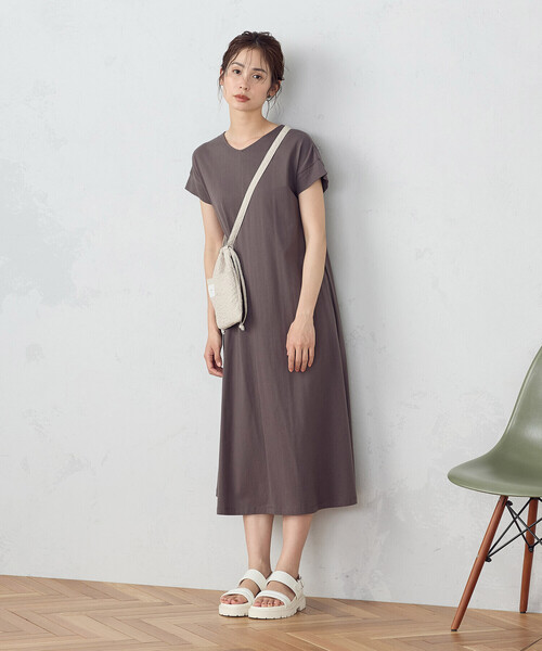 COMME CA ISM ワンピース 綿100％ バックデザイン 半袖 T