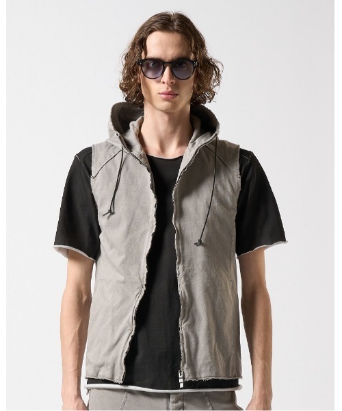 wjk ベスト ジレ cut-off hooded vest メンズ : ZOZOTOWN Yahoo