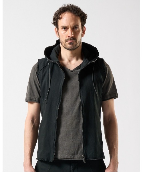 wjk ベスト ジレ cut-off hooded vest メンズ : ZOZOTOWN Yahoo