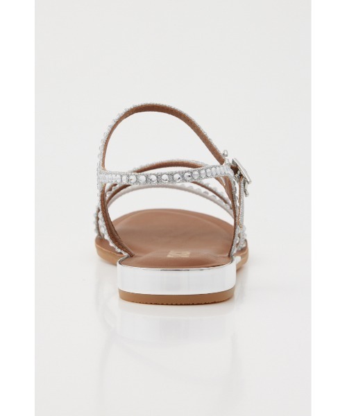 最終値下げ価格です！新品　STACCATO ラインストーンサンダル　24.0㎝ STACCATO サンダル メタストーンクロスフラット レディース