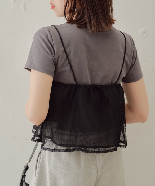 tシャツ キャミセットカットソー レディース Chico tシャツ Tシャツ コルセットキャミ+インナーセットT
