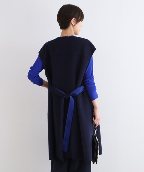 新品インディヴィ　ウールリバーロングジレ INDIVI｜【ウール混/トレンド】リバージレコート | Rakuten Fashion